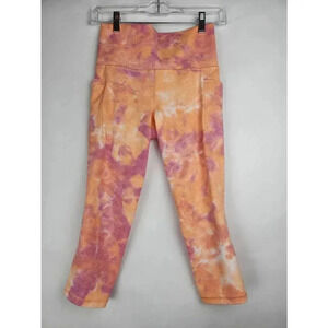 Athleta Stash Pocket Tight II Crop Orange/ Red Womens Size Small.